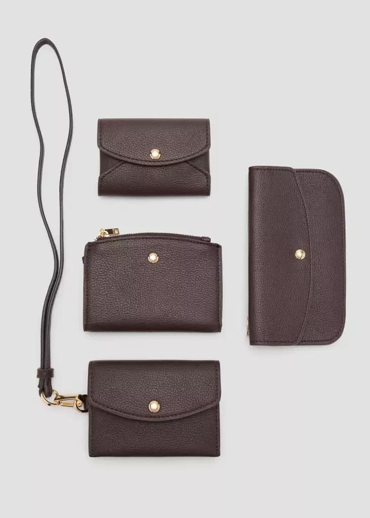 Brown Wallet With Button Flap, Dark Brown, large image number 4