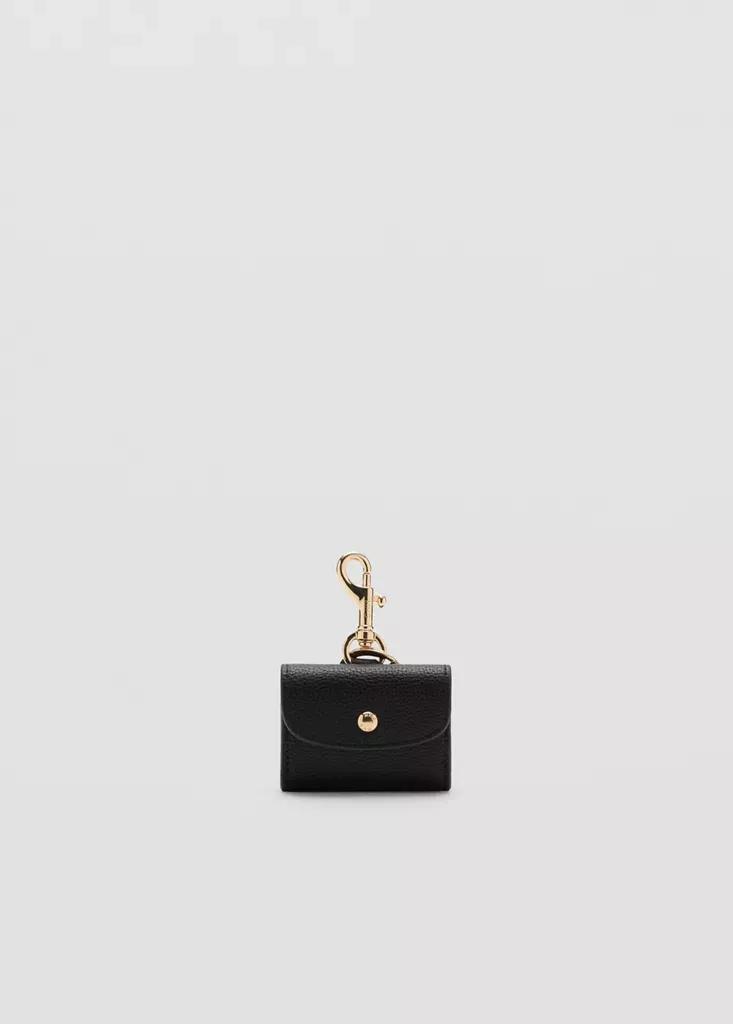 Black Earphone Pouch With Flap, Black, large image number 0