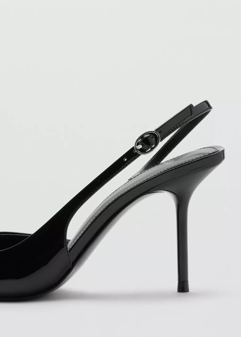 Black Patent Leather Bow High Heel Shoe, Black, medium