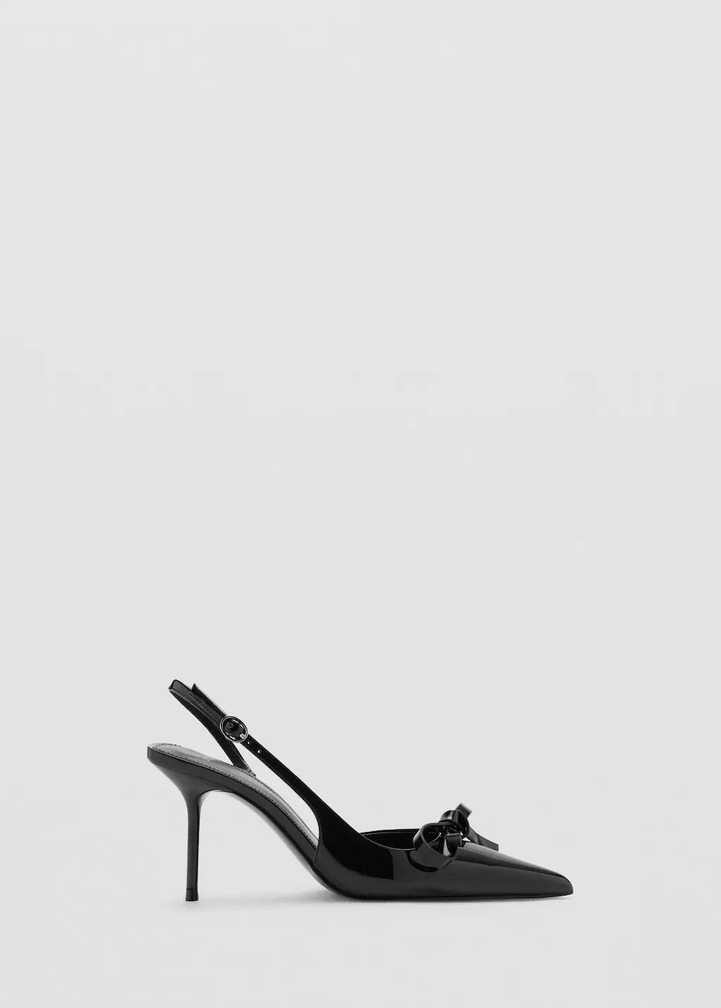 Black Patent Leather Bow High Heel Shoe, Black, large image number 3