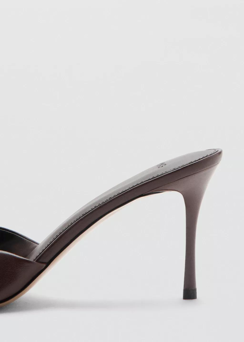 Brown Stiletto Heel Knot Sandal, Dark Brown, medium