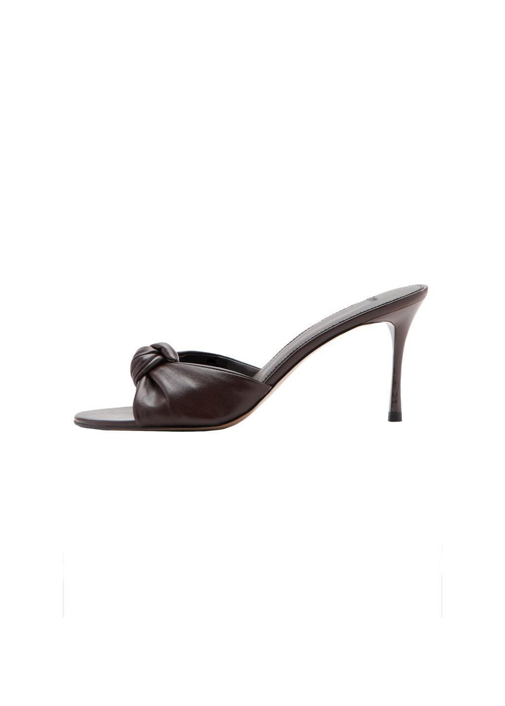Brown Stiletto Heel Knot Sandal, Dark Brown, medium