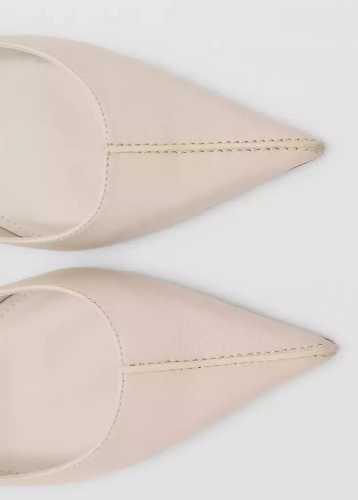 Beige Kitten Heel Pointed Toe Shoe, Light Beige, large image number 4