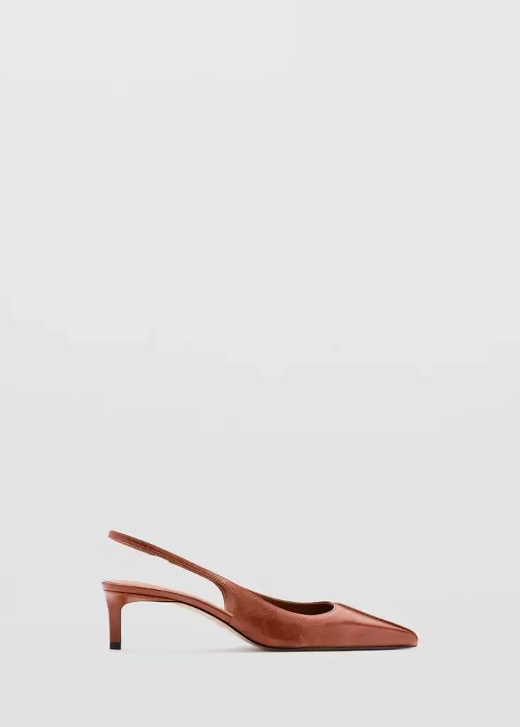 Brown Kitten Heel Pointed Toe Shoe, Dark Brown, large image number 0