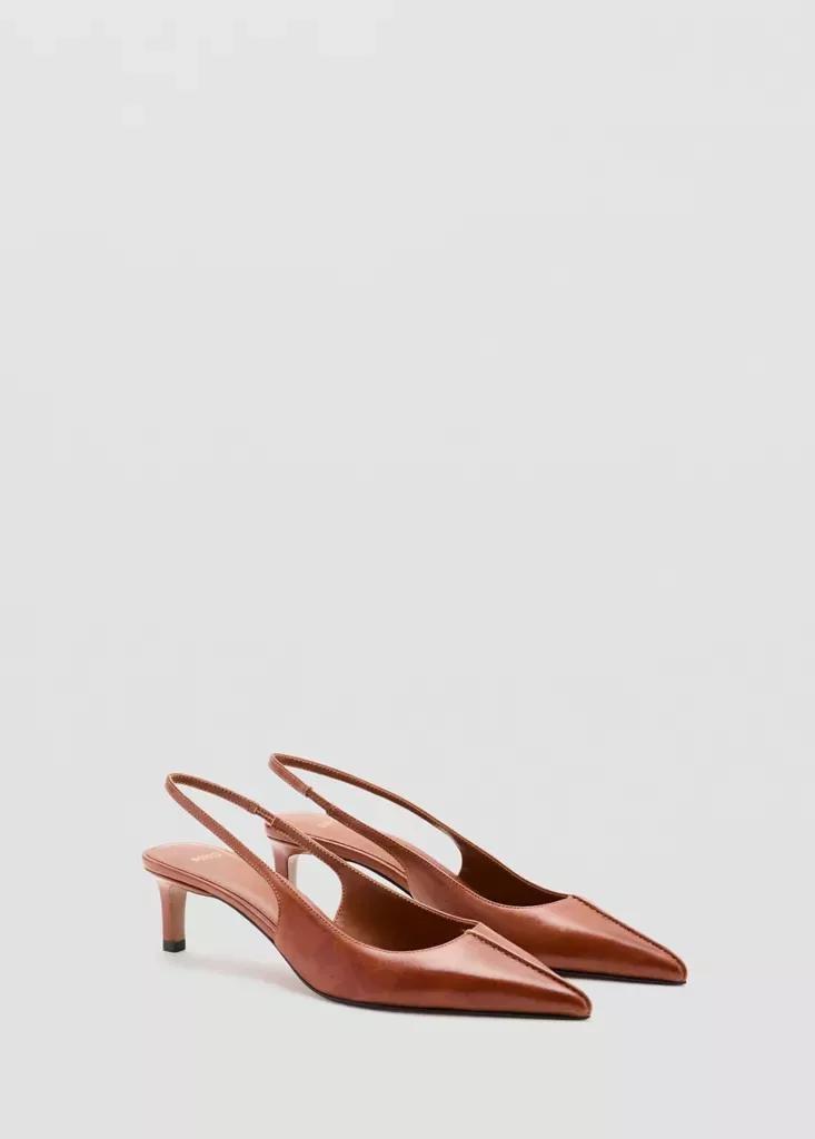 Brown Kitten Heel Pointed Toe Shoe, Dark Brown, medium