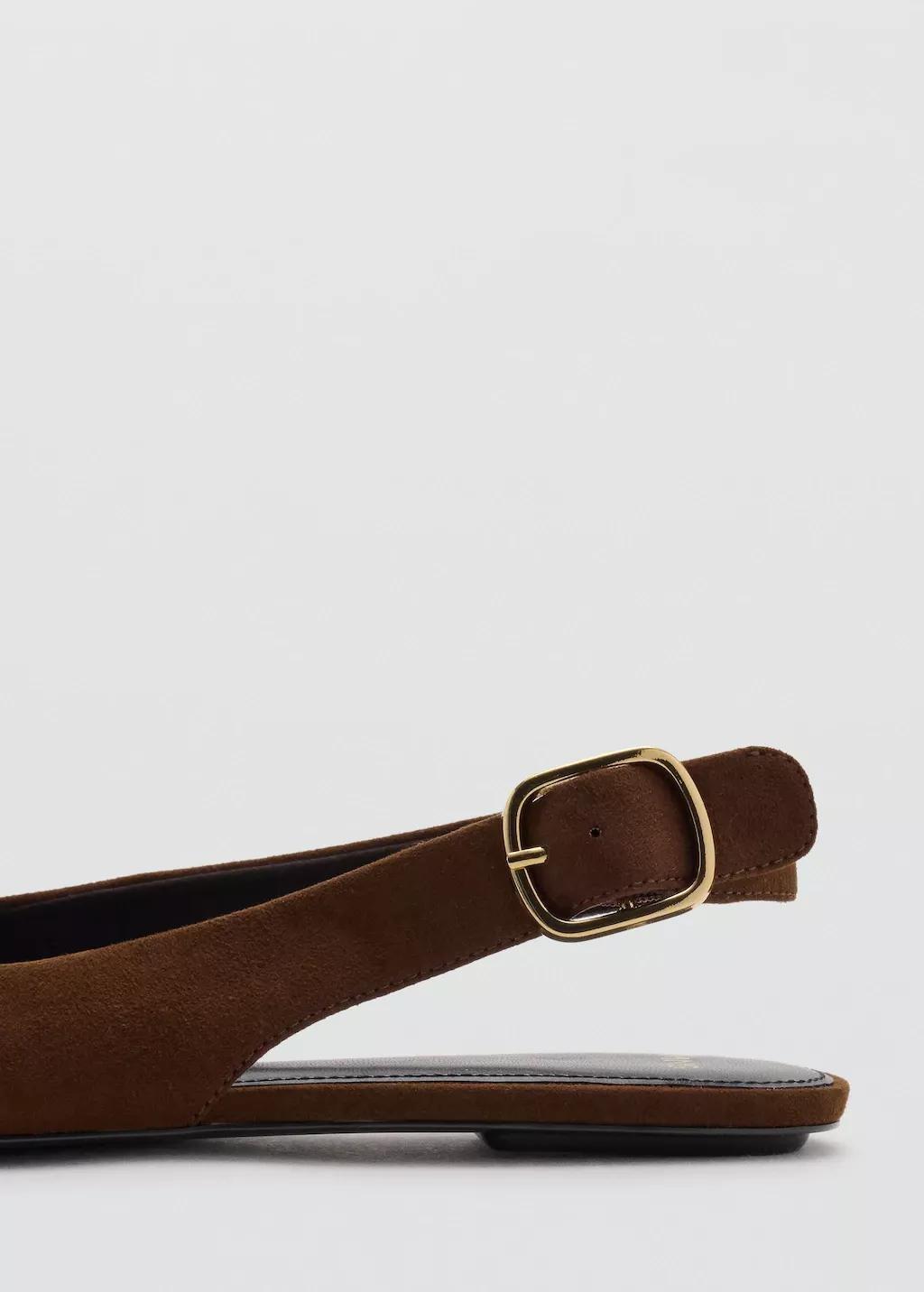 Brown Pointed Toe Flat Shoes, Dark Brown, large image number 1