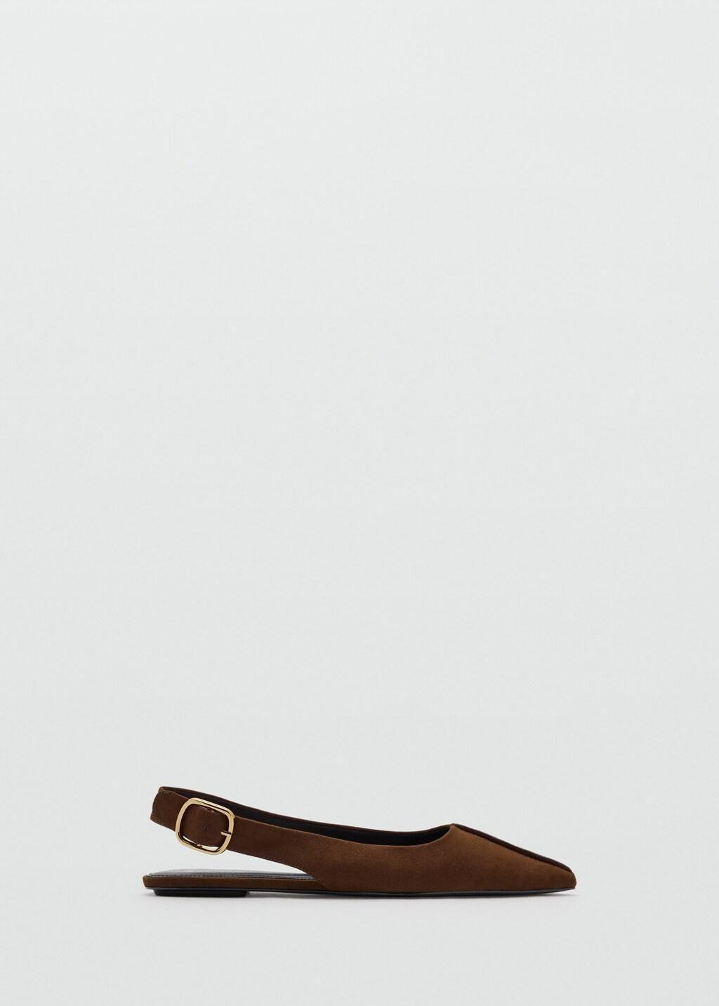 Brown Pointed Toe Flat Shoes, Dark Brown, large image number 3
