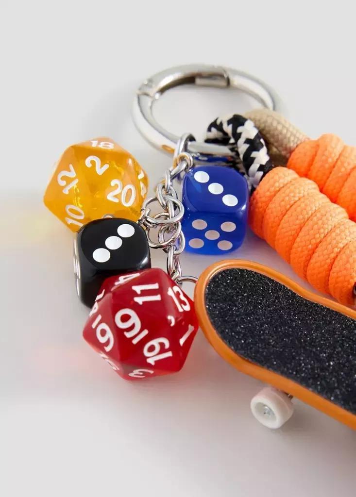 Orange Multi-Charms Keyring, Kids Boys, Orange, medium