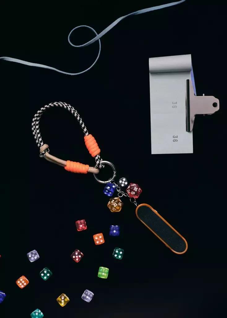 Orange Multi-Charms Keyring, Kids Boys, Orange, medium