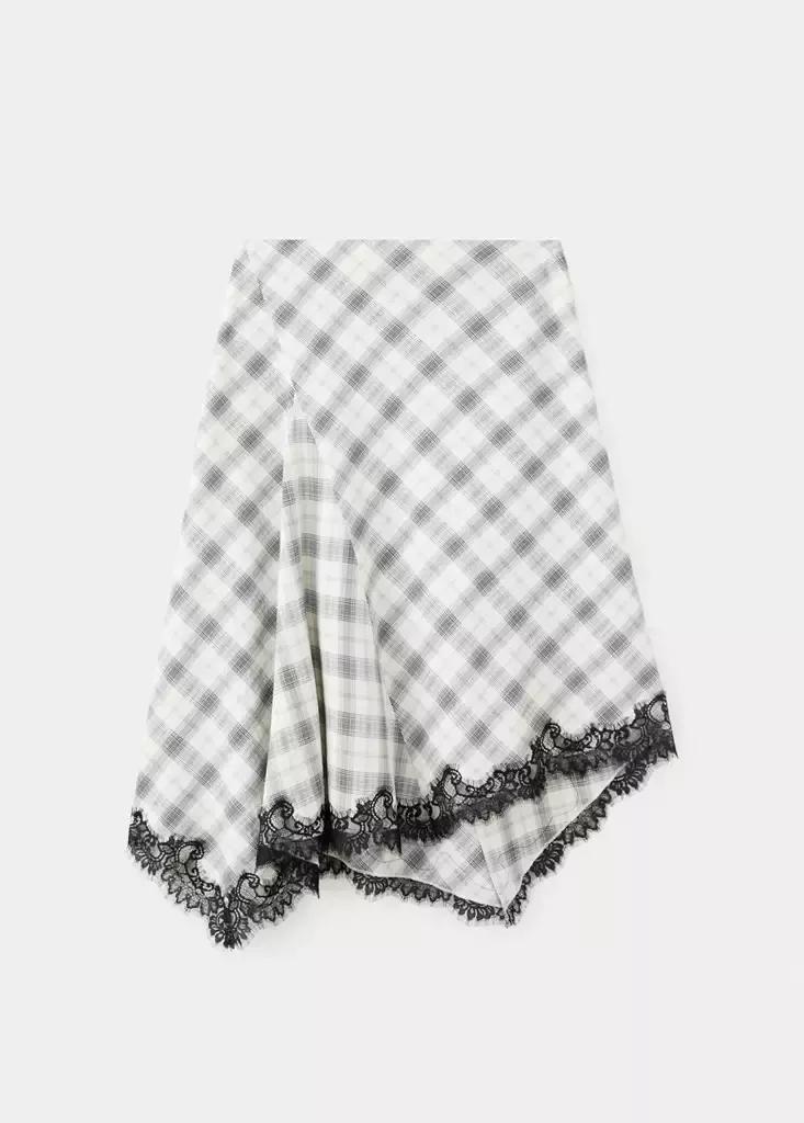 White Fluid Midi Checked Skirt, , large image number 4