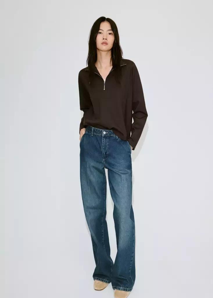 Brown Turtleneck Sweatshirt With Zip, Brown, large image number 1