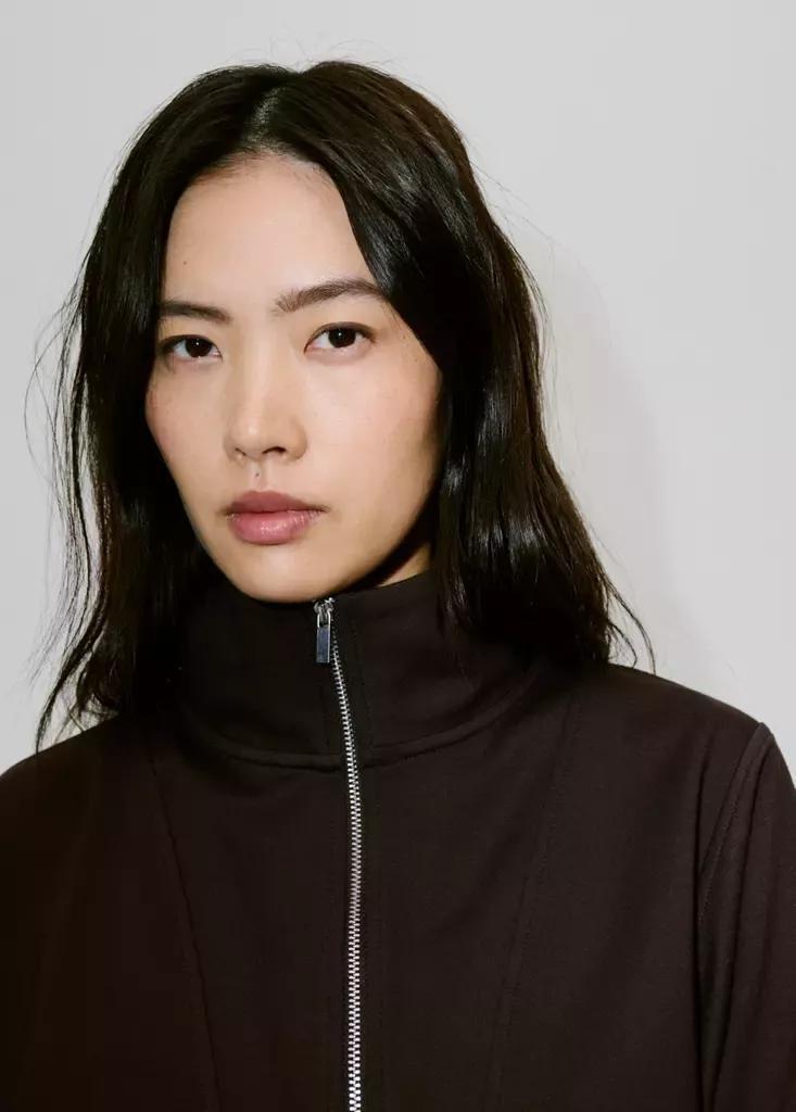 Brown Turtleneck Sweatshirt With Zip, Brown, large image number 3