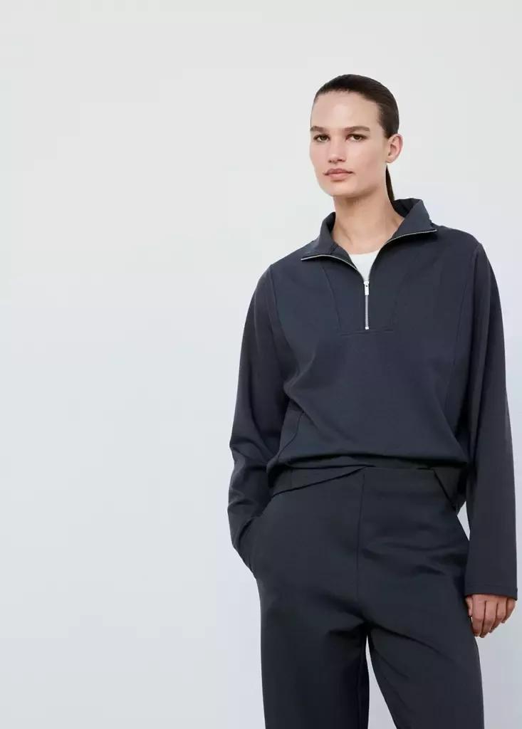 Blue Turtleneck Sweatshirt With Zip, Medium Blue, medium