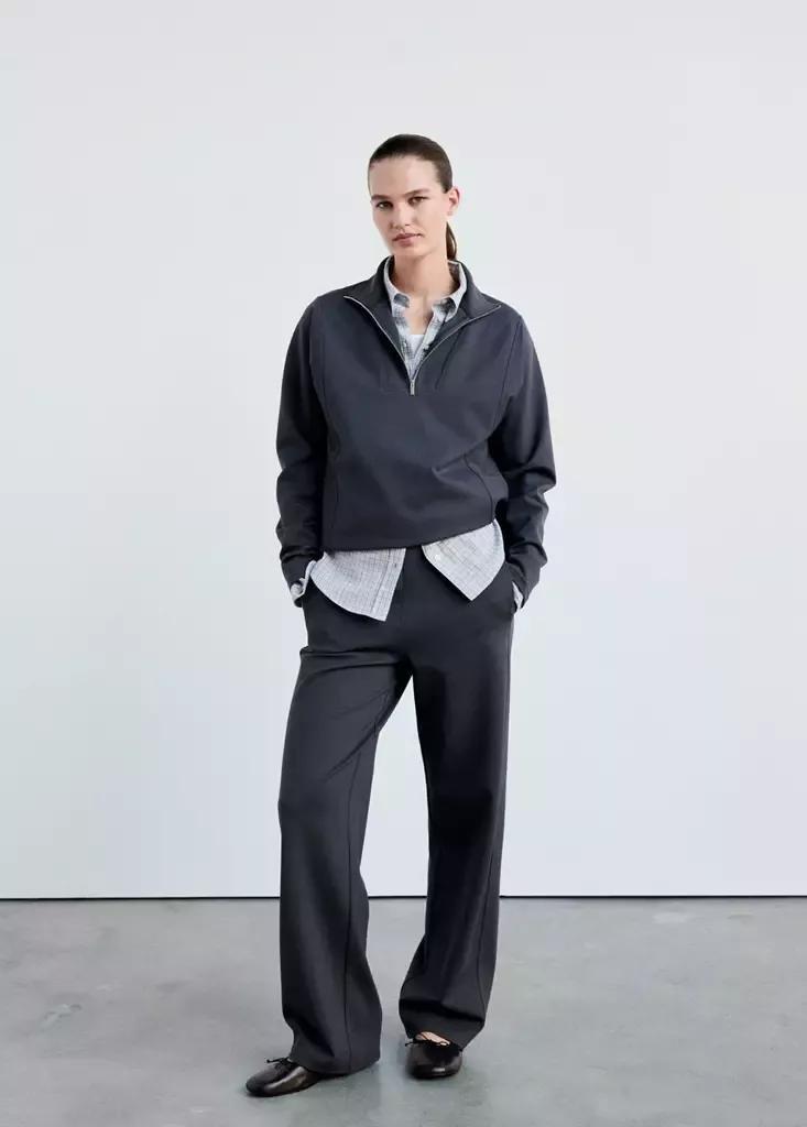 Blue Turtleneck Sweatshirt With Zip, Medium Blue, medium