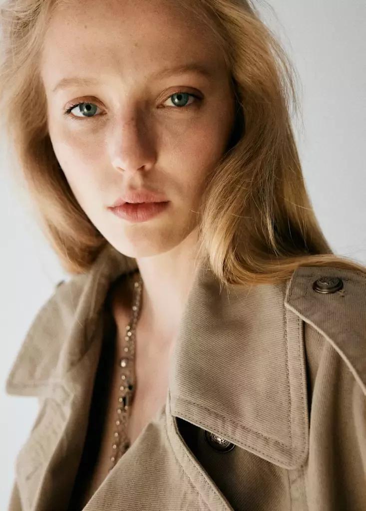 Beige Fitted Trench With Belt, , large image number 3