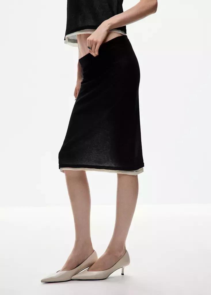 Black Combined Midi-Skirt, , medium