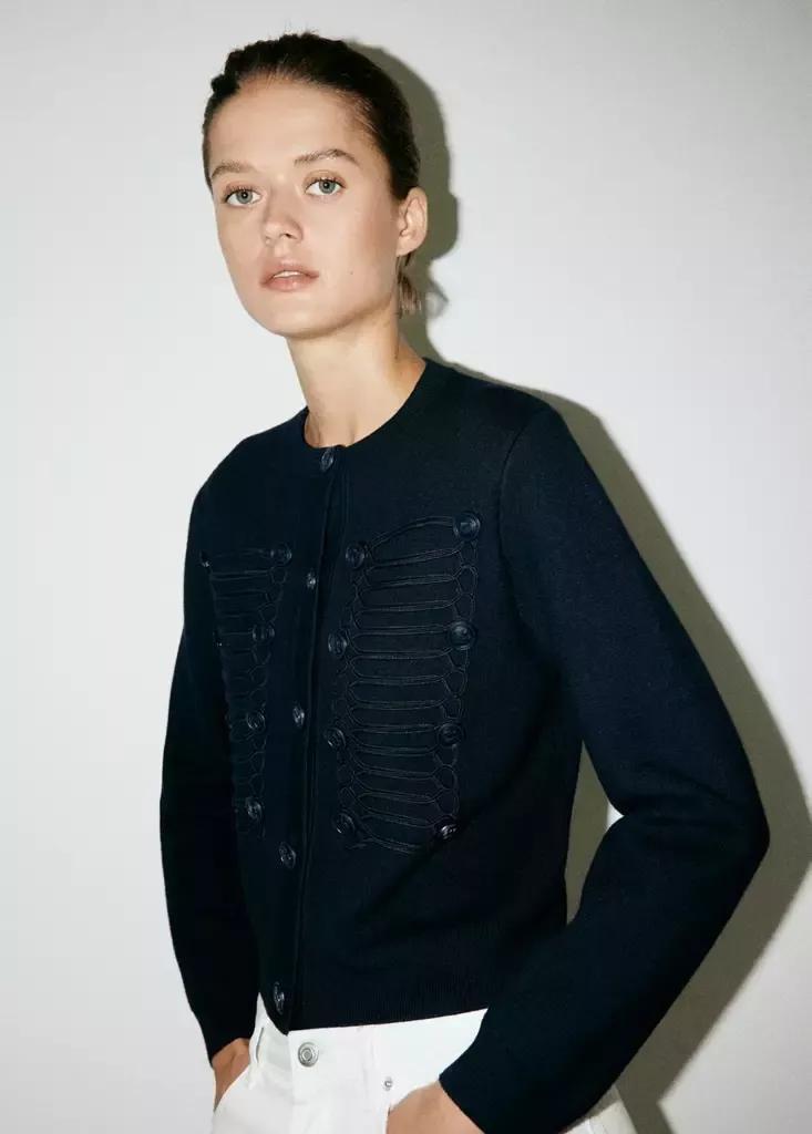Navy Toggle Detail Knitted Jacket, Navy, medium
