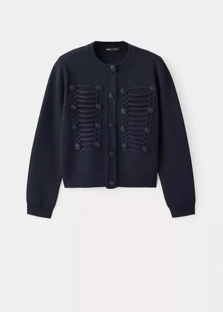 Navy Toggle Detail Knitted Jacket, Navy, large image number 4