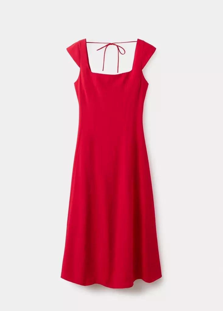 Red A-Line Dress With Bow Back, Red, large image number 3