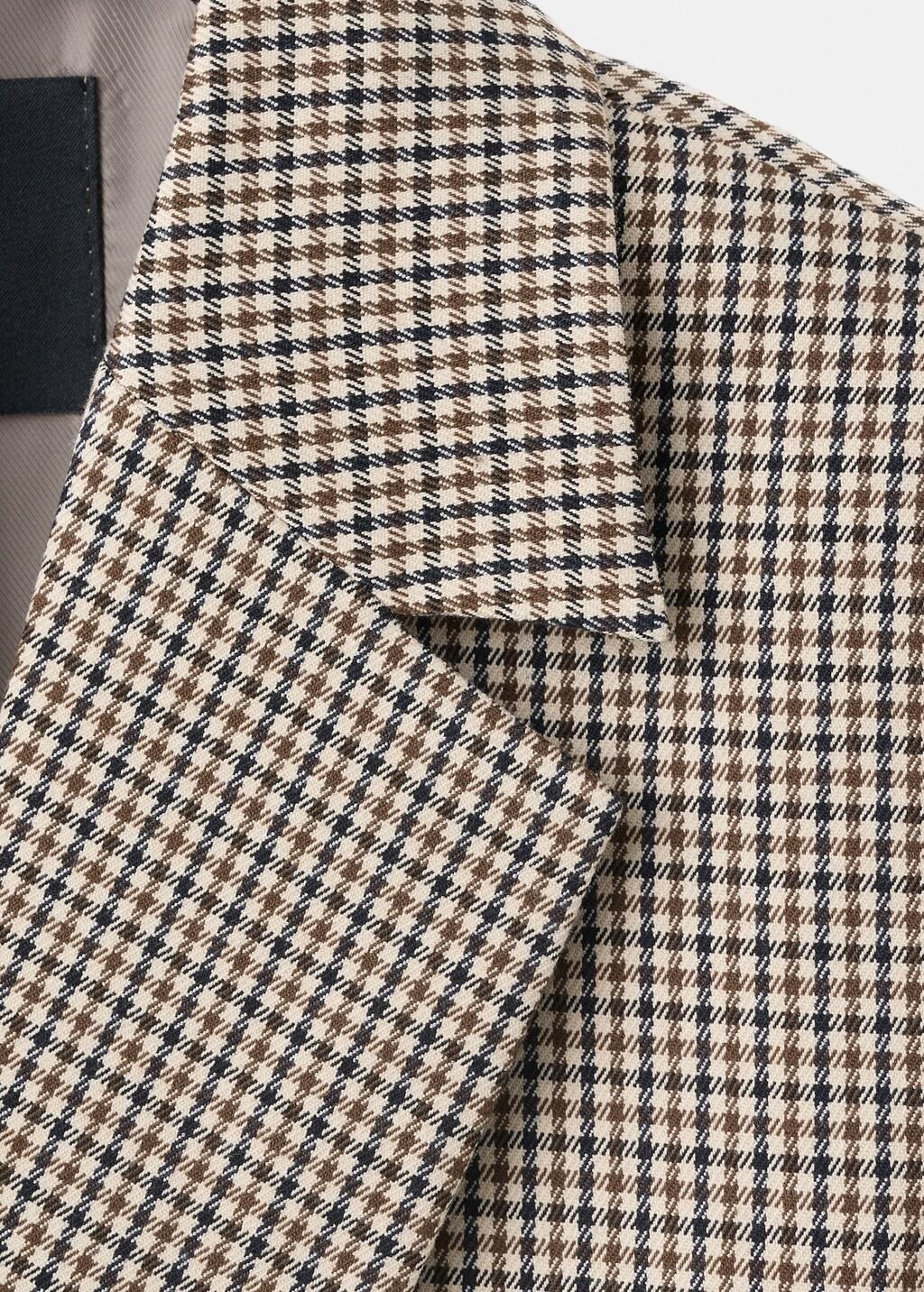 Brown Double-Breasted Micro-Houndstooth Jacket, Brown, medium