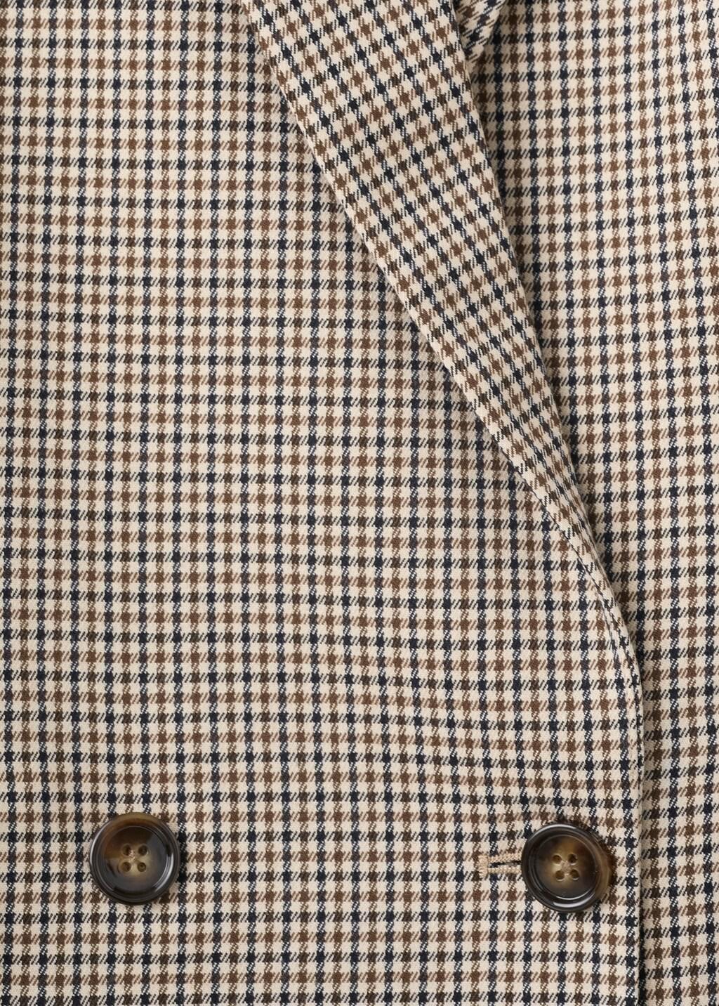 Brown Double-Breasted Micro-Houndstooth Jacket, Brown, medium