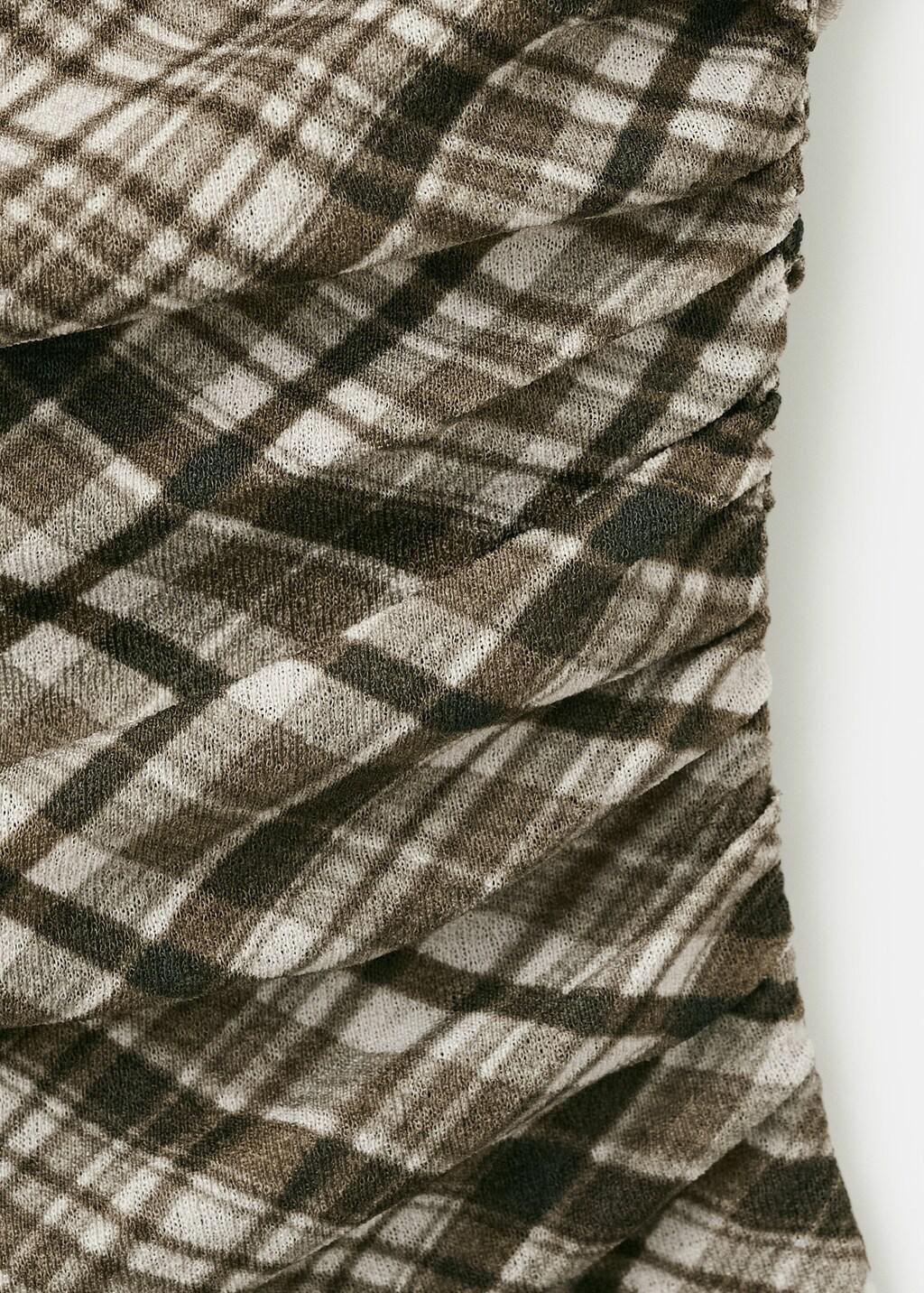 Brown Draped Checkered Top, Brown, large image number 3