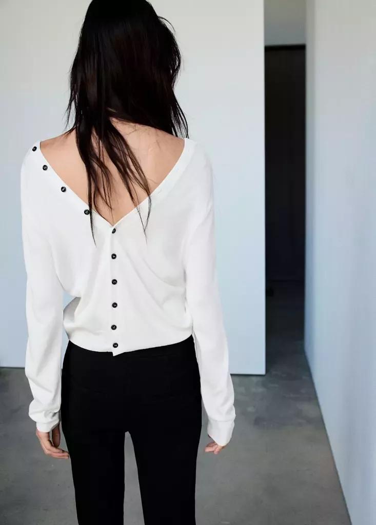 White Knitted Button Cardigan, , medium