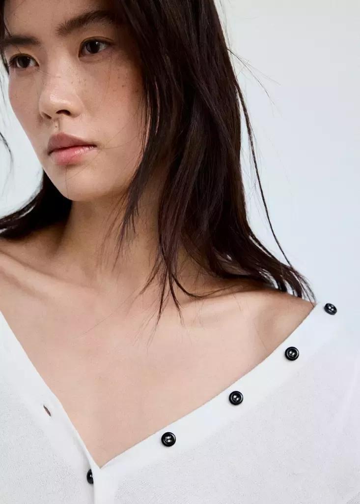 White Knitted Button Cardigan, , large image number 3