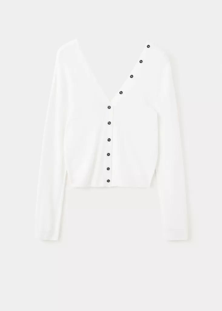 White Knitted Button Cardigan, , large image number 5