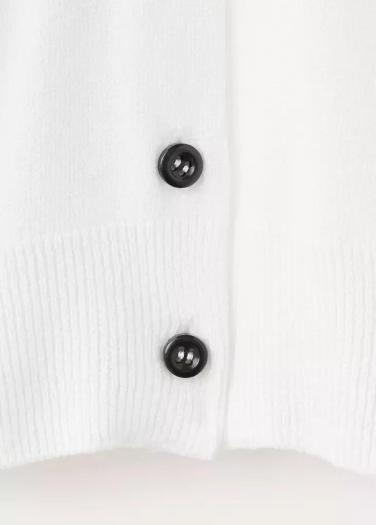 White Knitted Button Cardigan, , large image number 7