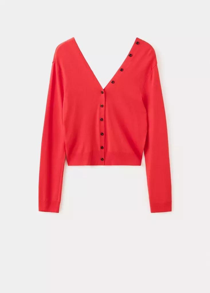 Red Knitted Button Cardigan, , large image number 4