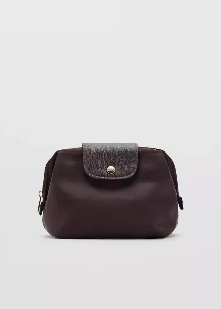 Brown Nylon Wash Bag, , medium