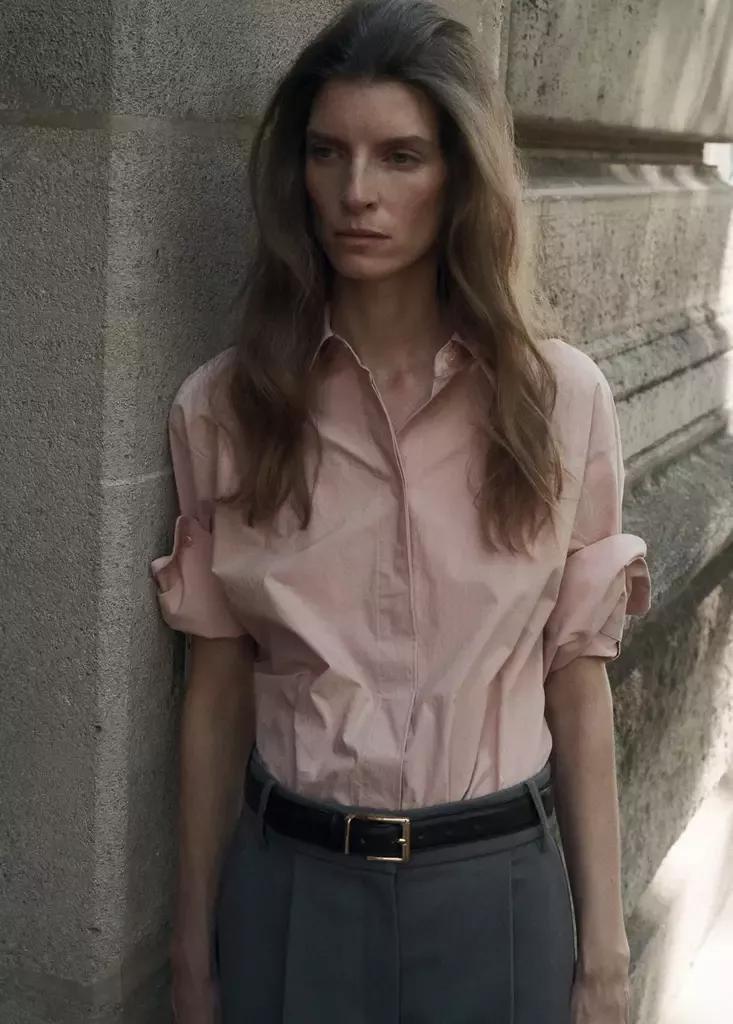 Pink Three-Quarter Sleeve Poplin Shirt, , medium