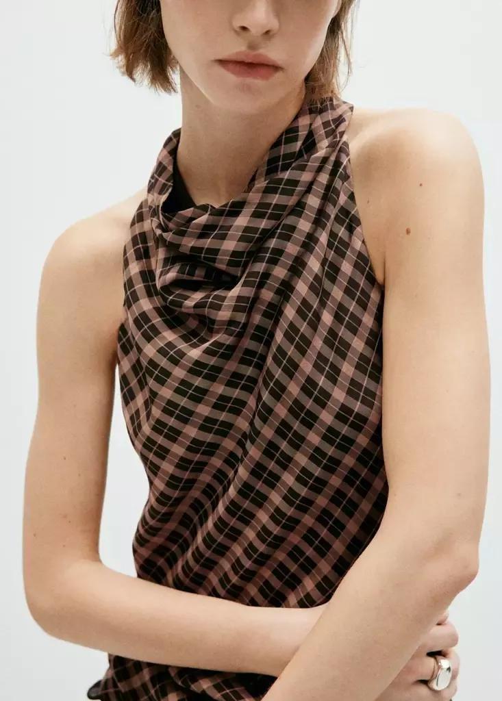 BROWN Draped checkered top, Brown, large image number 3