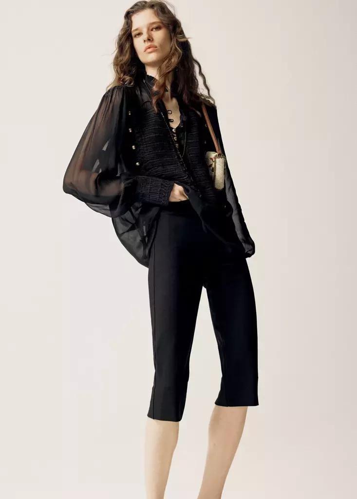 Black Capri Trousers With Ings, , large image number 1