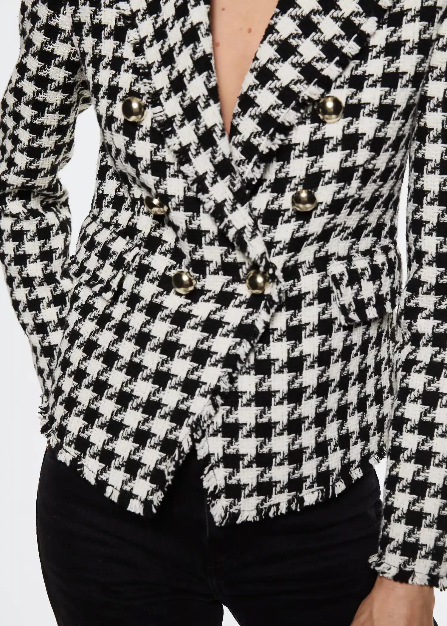 Black Houndstooth Wool-Blend Blazer, , large image number 1