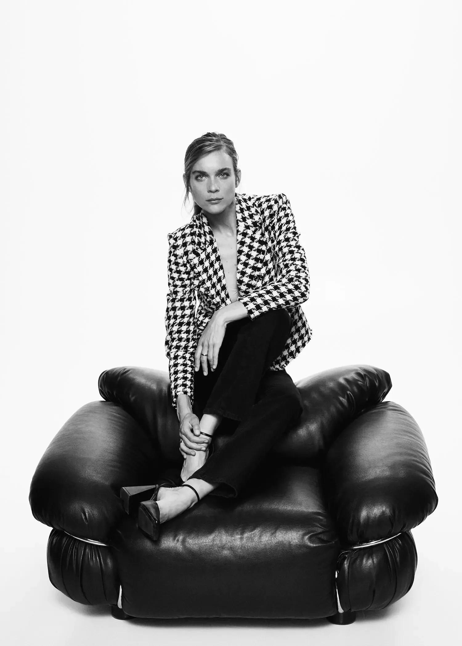 Black Houndstooth Wool-Blend Blazer, , large image number 2