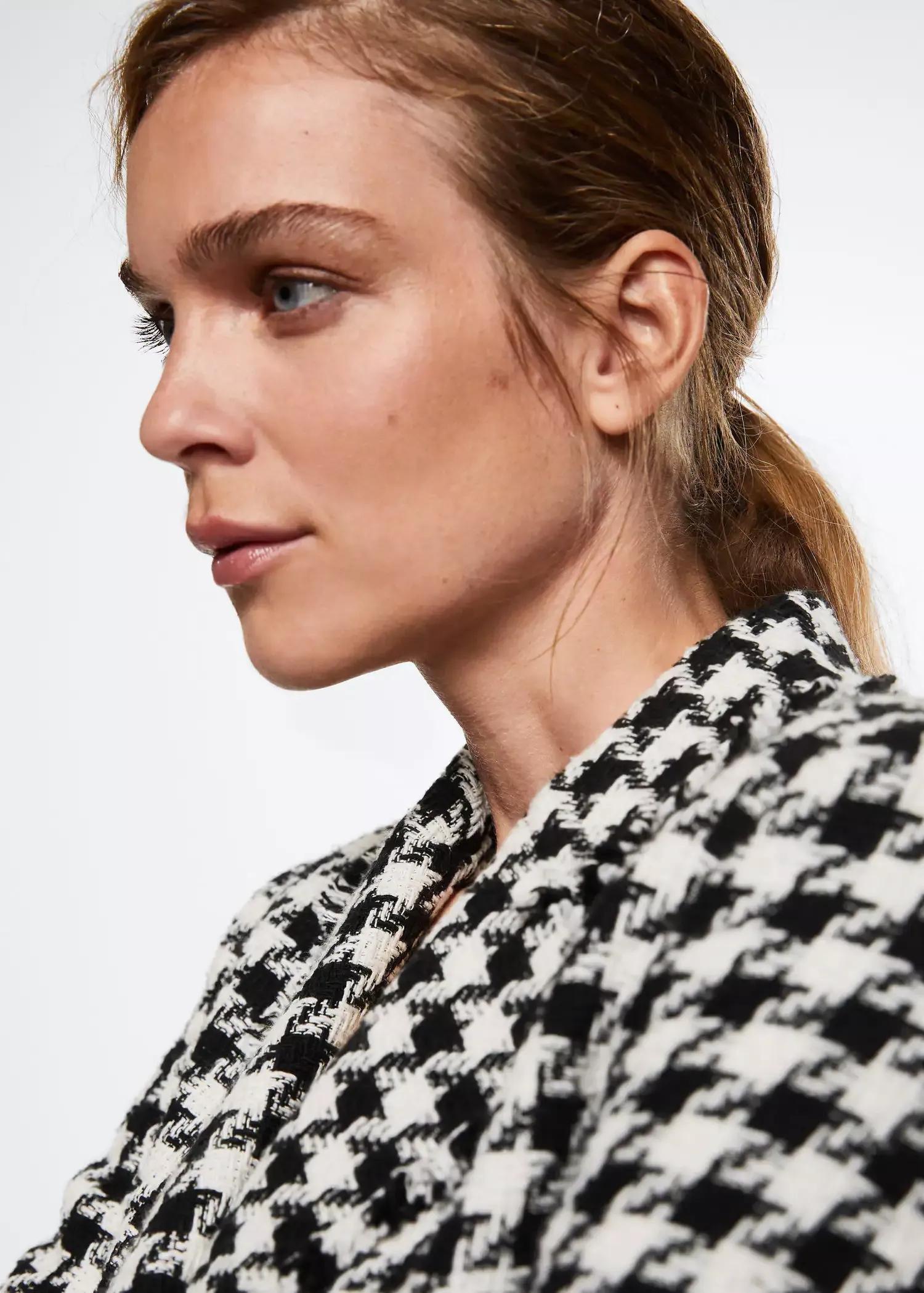 Black Houndstooth Wool-Blend Blazer, , large image number 3