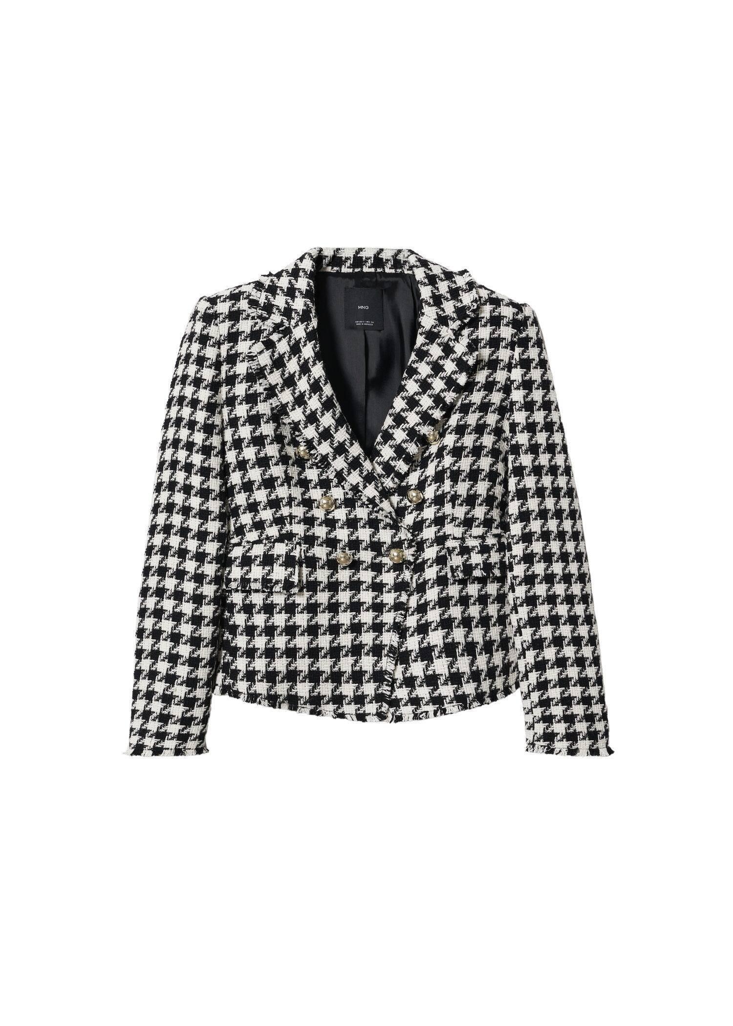 Black Houndstooth Wool-Blend Blazer, , large image number 4