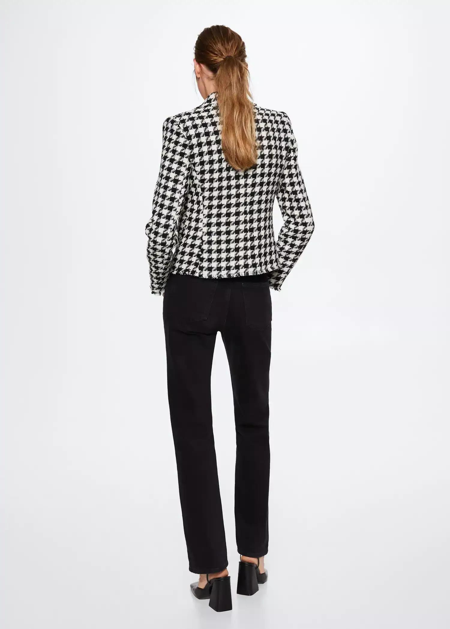 Black Houndstooth Wool-Blend Blazer, , large image number 6