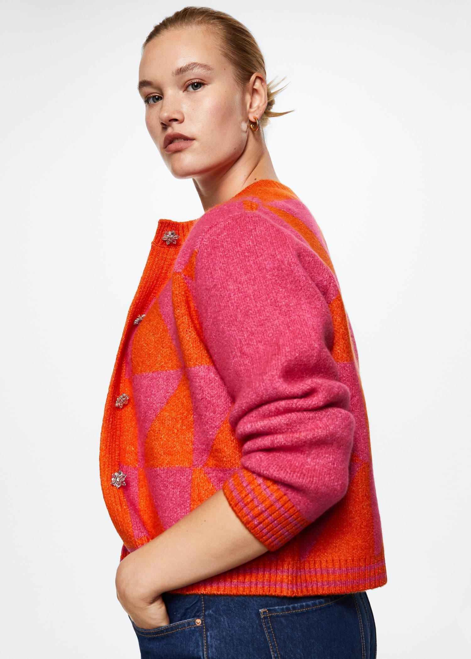 Pink Knitted Jewel Button Cardigan, , large image number 5