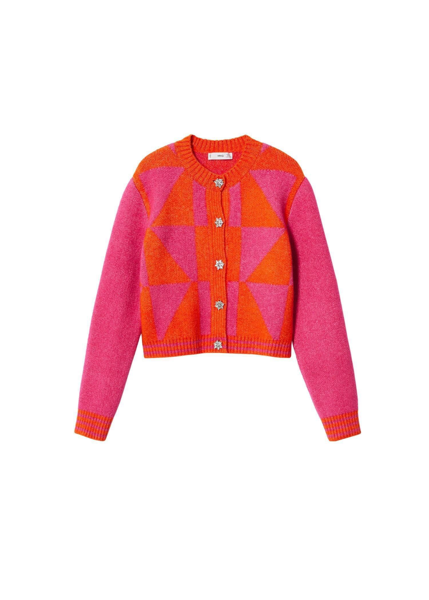 Pink Knitted Jewel Button Cardigan, , large image number 6