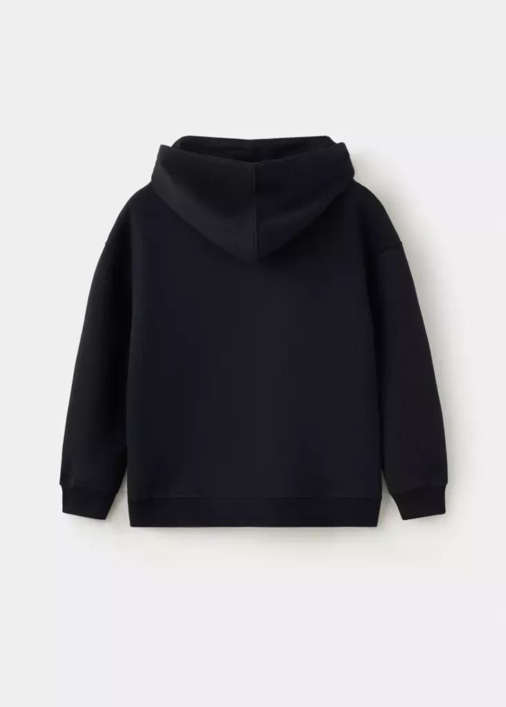 Black Hoodie Cotton Sweatshirt, Black, large image number 1