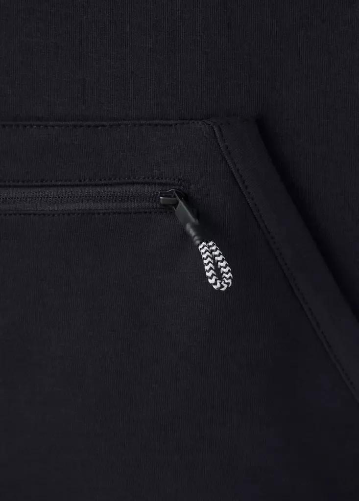 Black Hoodie Cotton Sweatshirt, Black, large image number 2