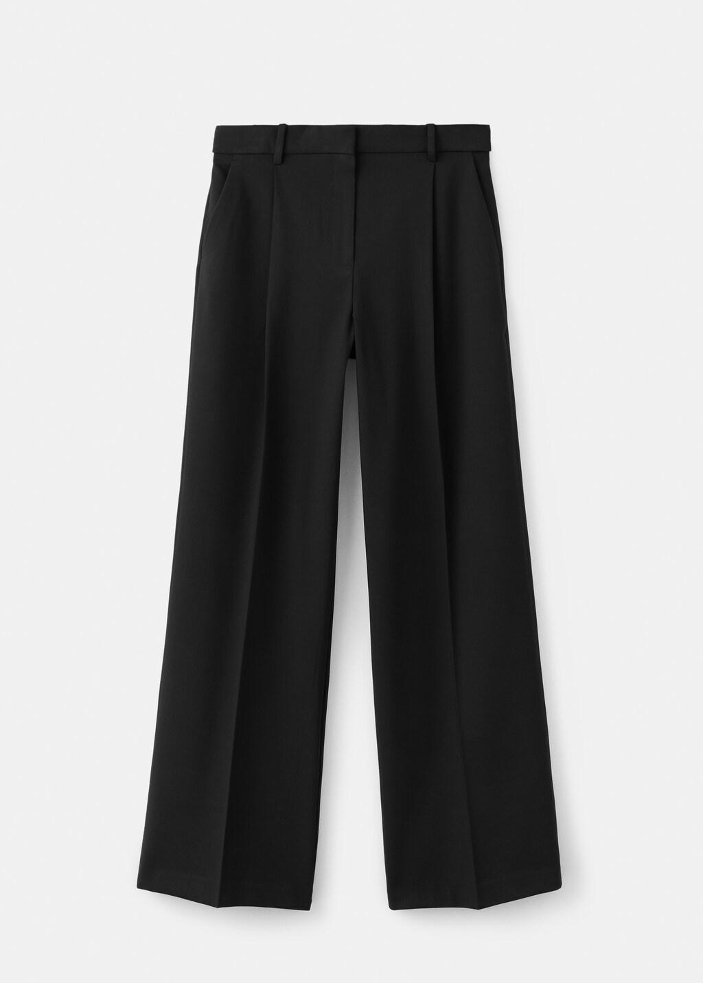 Black Straight-Fit Pleated Trousers, Black, large image number 5