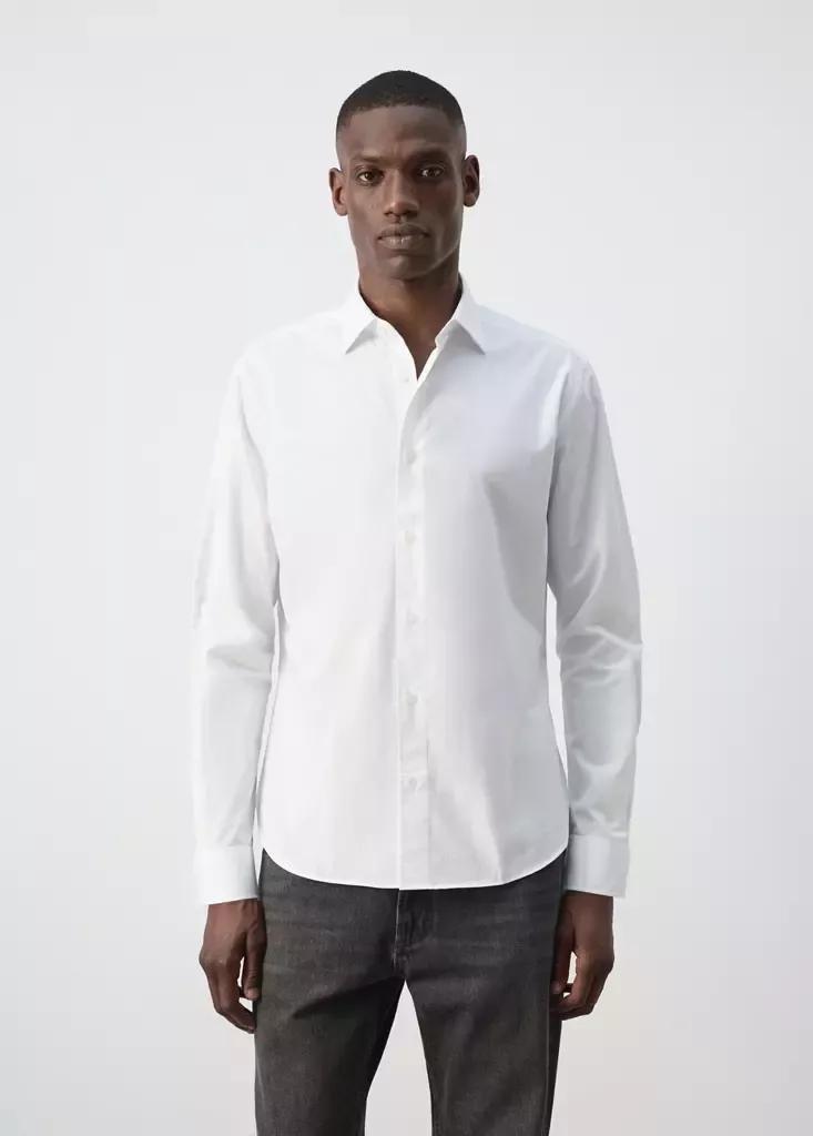 White Regular-Fit 100% Cotton Shirt, White, medium