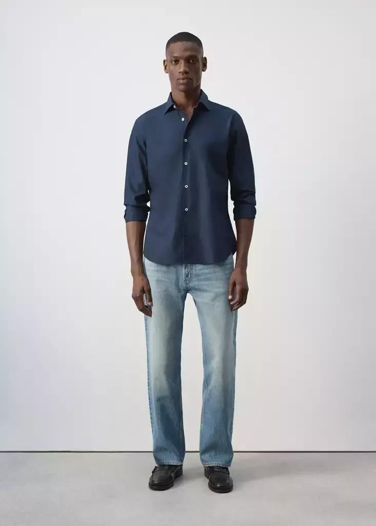 Navy Regular-Fit 100% Cotton Shirt, Navy, medium