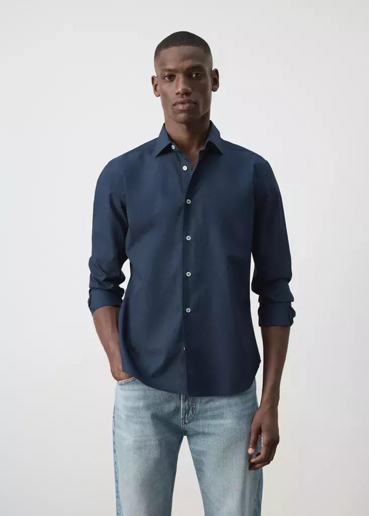 Navy Regular-Fit 100% Cotton Shirt, Navy, medium