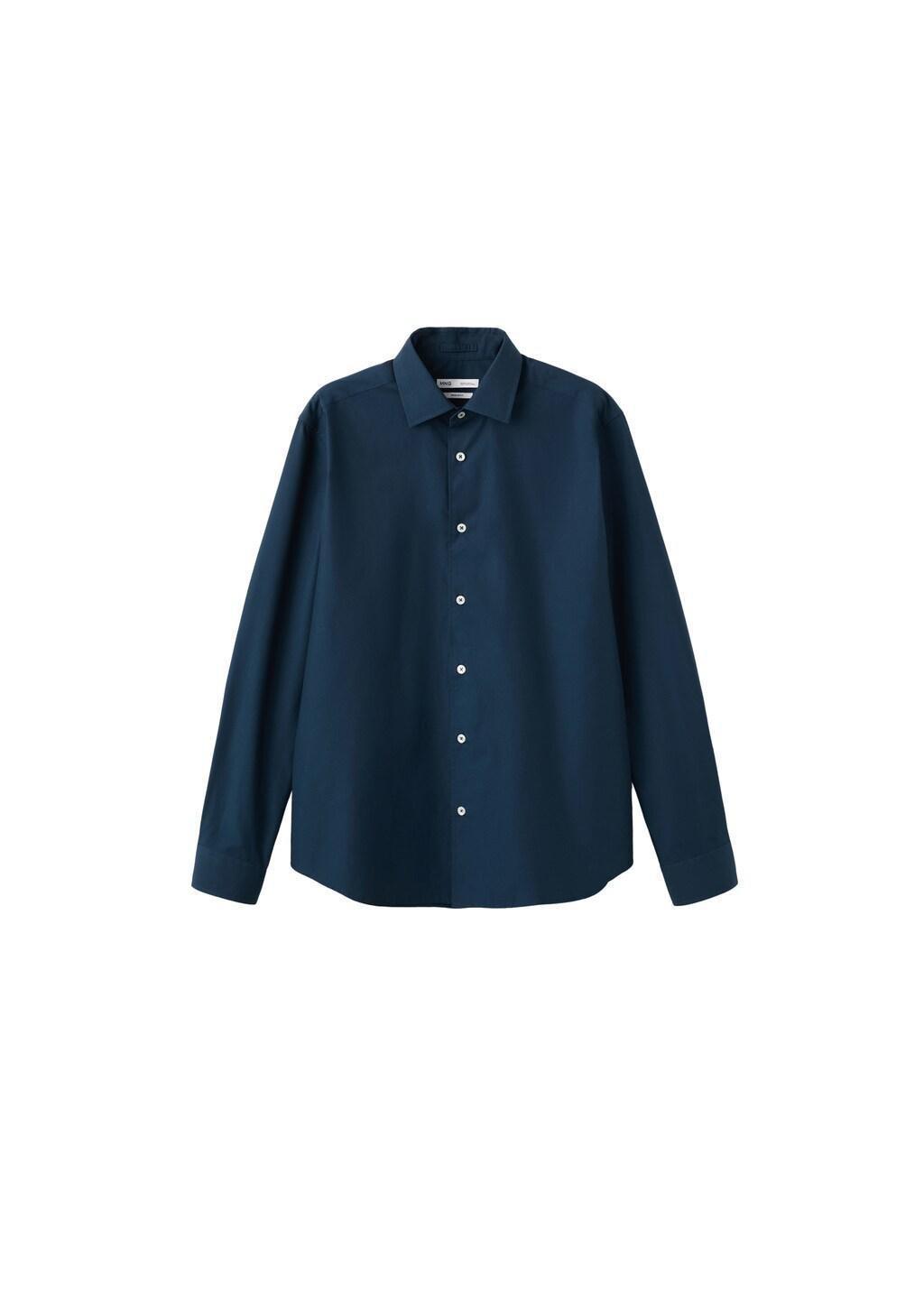 Navy Regular-Fit 100% Cotton Shirt, Navy, large image number 4