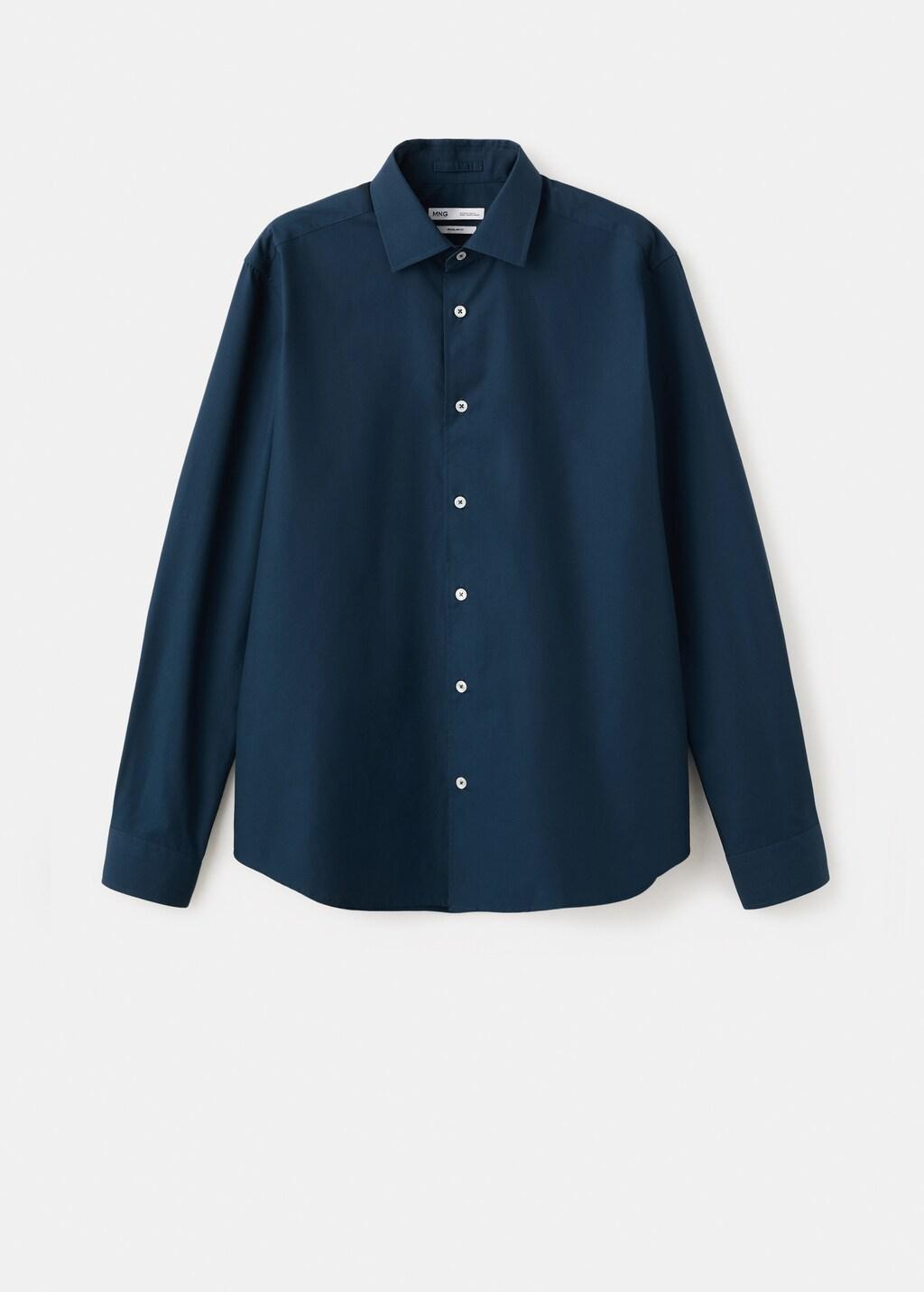 Navy Regular-Fit 100% Cotton Shirt, Navy, large image number 5